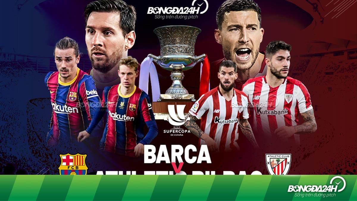 Trực tiếp Barca vs Bilbao - Chung kết Siêu Cúp TBN 2020/2021