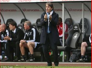 HLV Mancini tức giận vì Man City bị Swansea cầm hòa