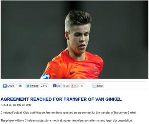 Chính thức: Chelsea đạt được thỏa thuận chiêu mộ Van Ginkel