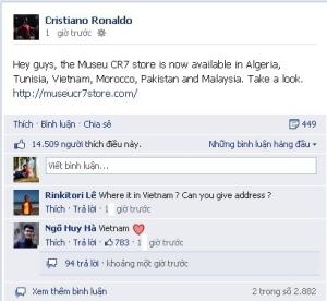 Ronaldo mở cửa hàng mang thương hiệu CR7 tại Việt Nam