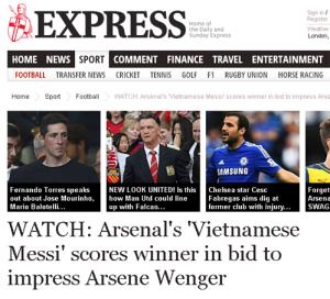 Siêu phẩm của Công Phượng lên nhật báo hàng đầu của Anh