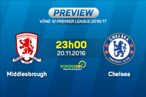 Middlesbrough vs Chelsea (23h ngày 20/11): Đánh chiếm ngôi đầu