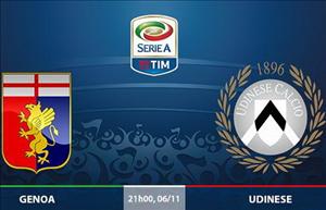 Nhận định Genoa vs Udinese 21h00 ngày 6/11 (Serie A 2016/17)