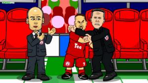 Hoạt hình vui mô phỏng lại trận Bayern 2-1 Atletico