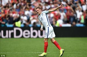 Tiền đạo Jamie Vardy gỡ hòa 1-1 cho tuyển Anh vs Wales