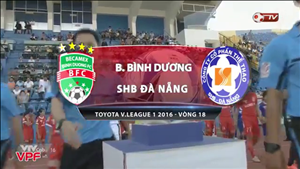 Video clip bàn thắng: Becamex Bình Dương 0-1 SHB Đà Nẵng (Vòng 18 V-League 2016)