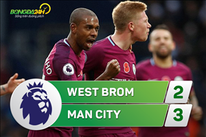 Tổng hợp: West Brom 2-3 Man City (Vòng 10 NHA 2017/18)