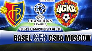 Nhận định Basel vs CSKA Moscow 02h45 ngày 01/11 (Champions League 2017/18)