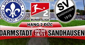 Nhận định Darmstadt vs Sandhausen 00h30 ngày 18/11 (Hạng 2 Đức 2017/18)