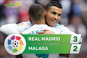 Tổng hợp: Real Madrid 3-2 Malaga (Vòng 13 La Liga 2017/18)