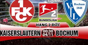 Nhận định Kaiserslautern vs Bochum 00h30 ngày 4/11 (Hạng 2 Đức 2017/18)