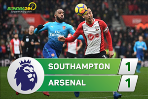 Tổng hợp: Southampton 1-1 Arsenal (Vòng 16 Premier League 2017/18)