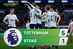 Tổng hợp: Tottenham 5-1 Stoke (Vòng 16 Premier League 2017/18)