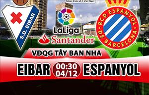 Nhận định Eibar vs Espanyol 00h30 ngày 4/12 (La Liga 2017/18)