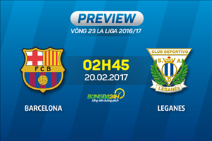 Giải mã trận đấu Barca vs Leganes 02h45 ngày 20/2 (La Liga 2016/17)