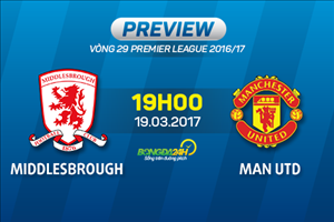 Giải mã trận đấu Middlesbrough vs MU 19h00 ngày 19/3 (NHA 2016/17)