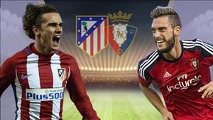 Nhận định Atletico Madrid vs Osasuna 23h30 ngày 15/4 (La Liga 2016/17)