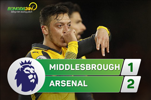 Tổng hợp: Middlesbrough 1-2 Arsenal (Vòng 33 NHA 2016/17)