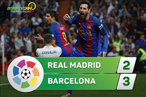 Tổng hợp: Real Madrid 2-3 Barca (Vòng 33 La Liga 2016/17)