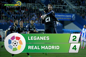 Leganes 2-4 Real Madrid (KT): Xài toàn dự bị, Los Blancos vẫn thắng ngon