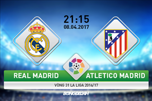 Giải mã trận đấu Real Madrid vs Atletico 21h15 ngày 8/4 (La Liga 2016/17)