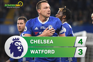 Tổng hợp: Chelsea 4-3 Watford (Đá bù vòng 28 NHA 2016/17)