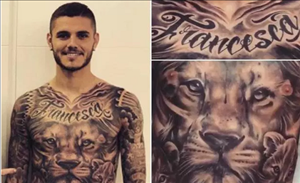 Đội trưởng Inter Milan khoe hình xăm lạ phủ kín cơ thể