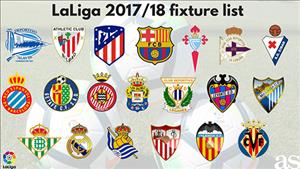 Lịch thi đấu vòng 1 La Liga Tây Ban Nha mùa giải 17/18
