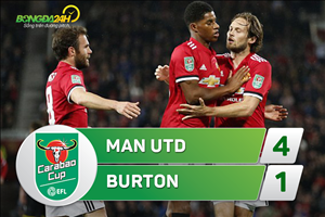 Tổng hợp: MU 4-1 Burton (Vòng 3 cúp Liên đoàn Anh 2017/18)