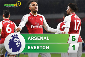 Tổng hợp: Arsenal 5-1 Everton (Vòng 26 Premier League 2017/18)