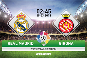 Kết quả Real Madrid vs Girona trận đâu vòng 29 La Liga 2017/18