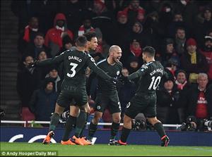 Tổng hợp: Arsenal 0-3 Man City (Vòng 28 Premier League 2017/18)