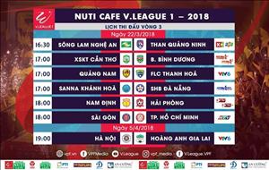 Lịch thi đấu bóng đá vòng 3 V-League ngày hôm nay (22/3)