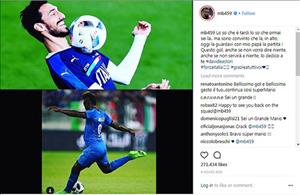 Tiền đạo Balotelli tặng bàn thắng cho cầu thủ quá cố Astori