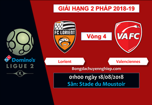 Nhận định Lorient vs Valenciennes 01h00 ngày 18/8 (Hạng 2 Pháp 2018/19)