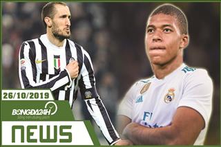 TIN NÓNG bongda24h.vn sáng hôm nay 26/10/2019: Real quyết giật Mbappe từ tay Juventus