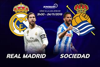 Nhận định Real Madrid vs Sociedad 3h00 ngày 24/11 (La Liga 2019/20)