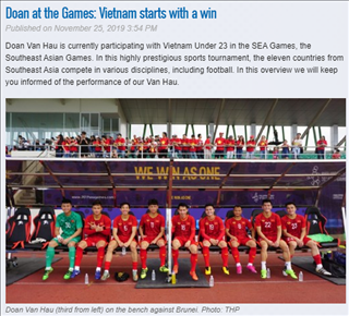 CLB Heerenveen chúc mừng U22 Việt Nam sau trận thắng đầu tay tại SEA Games 30