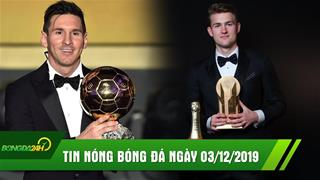 Tin nóng Bongda24h.vn hôm nay 3/12: Messi giành Quả Bóng Vàng 2019, De Ligt được vinh danh ở tuổi 20