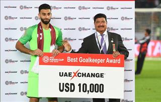 Thủ thành Qatar tạo kỷ lục giữ sạch lưới ở Asian Cup 2019