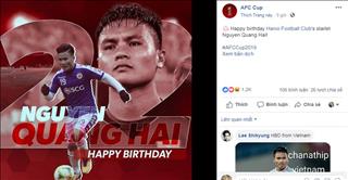 LĐBĐ Châu Á dành tặng món quà bất ngờ cho Quang Hải