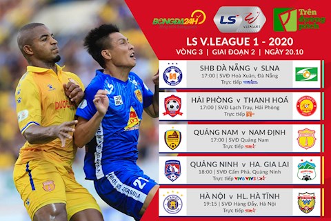 Trực tiếp V.League hôm nay 20/10/2020 (Link xem nét căng)