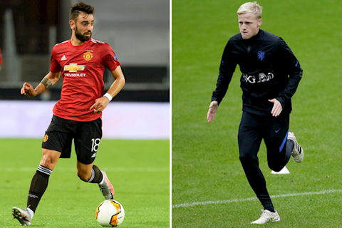 Bruno Fernandes có vài lời muốn gửi Van de Beek