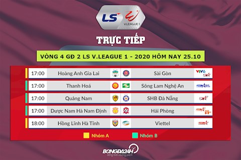 Trực tiếp V.League hôm nay 25/10/2020 (Link xem VTV6, VTV5)