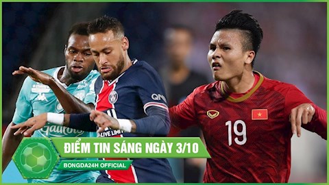 ĐIỂM TIN SÁNG 3/10: Neymar lập cú đúp giúp PSG đại thắng; AFC ví Quang Hải như Beckham