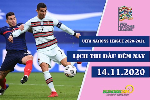 Lịch thi đấu UEFA Nations League 2020-21 đêm nay 14/11