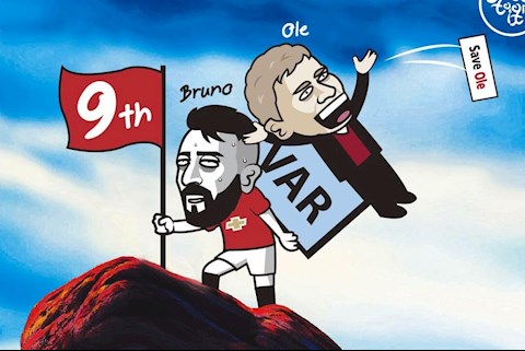 Biếm họa: Bruno Fernandes một lần nữa cứu thầy thành công