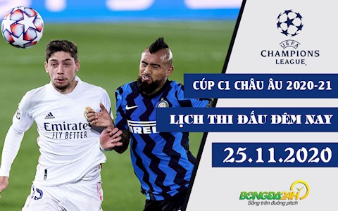 Lịch thi đấu Cúp C1/Champions League 2020-21 đêm nay 25/11