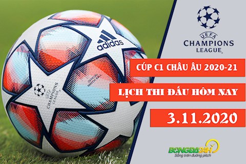 Lịch thi đấu Cúp C1 châu Âu 2020-21 đêm nay 3/11