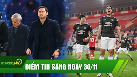 ĐIỂM TIN SÁNG 30/11: Mourinho cao tay giúp Gà Trống trở lại ngôi đầu; Cavani giúp MU ngược dòng Ngoạn mục